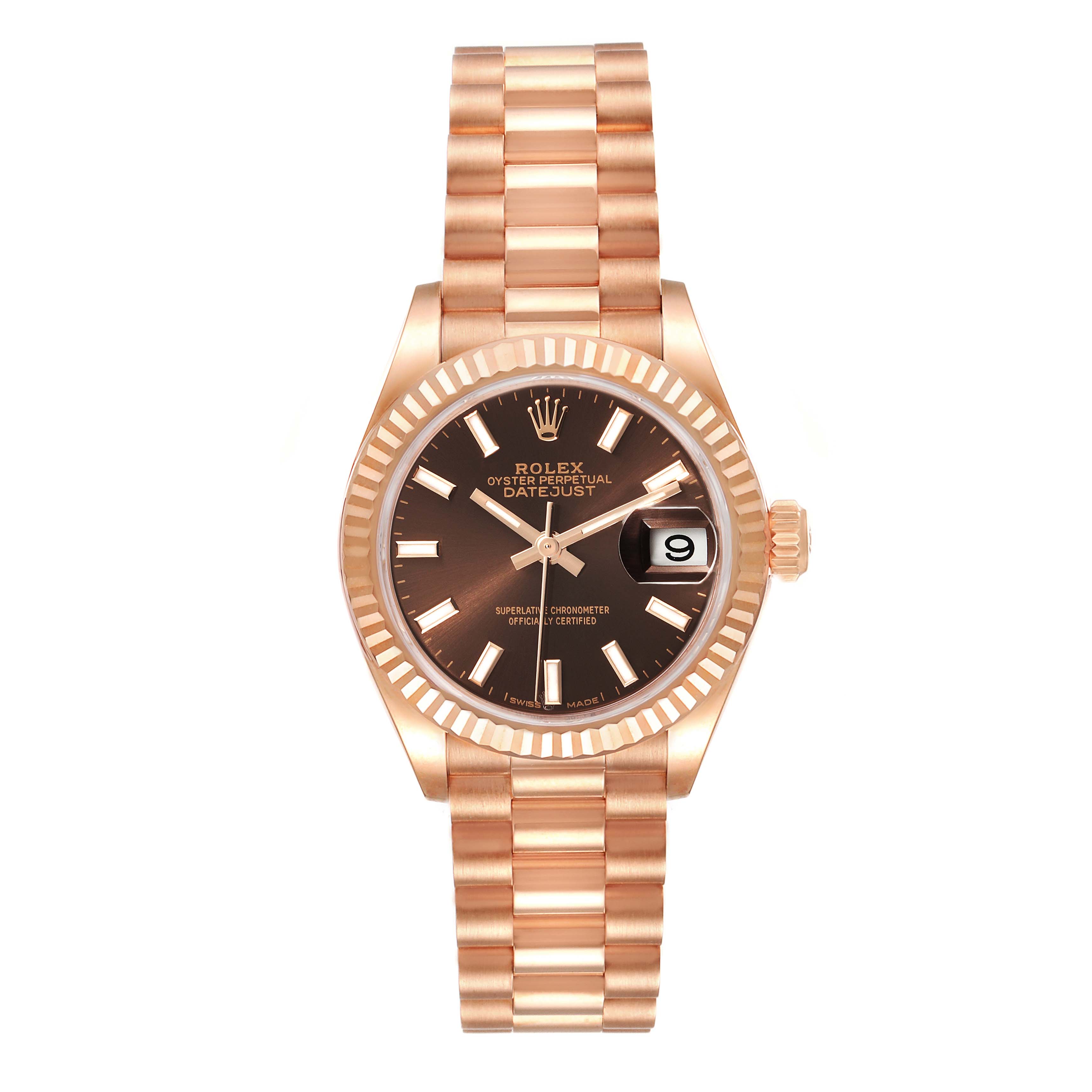 RLX Lady-Datejust 28mm 279175 Chocolate Dial President Everose Gold
