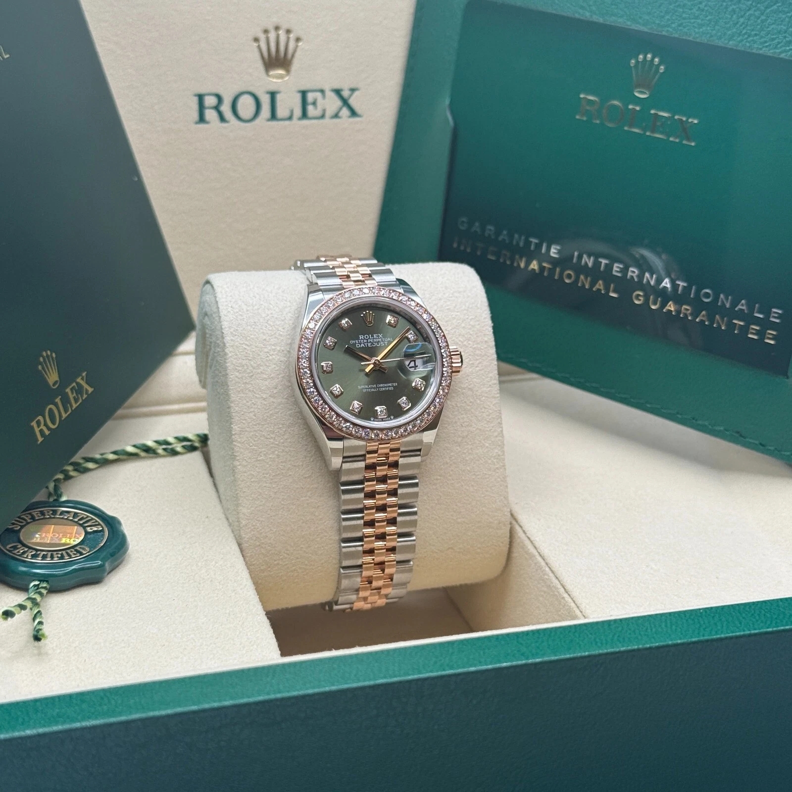 RLX Lady-Datejust 28mm 279381RBR Green Diamond Dial Oyster Bracelet