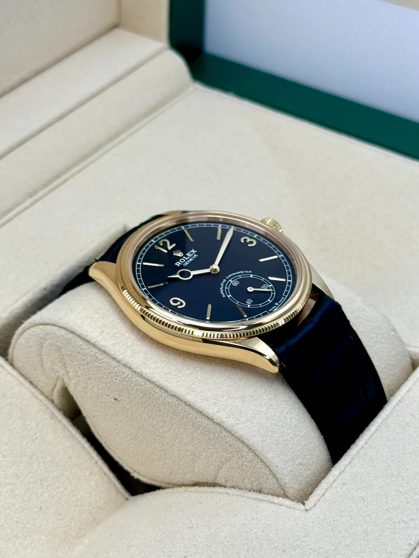 Rolex 1908 Yellow Gold Black Dial Black Alligator Strap - 52508-0002