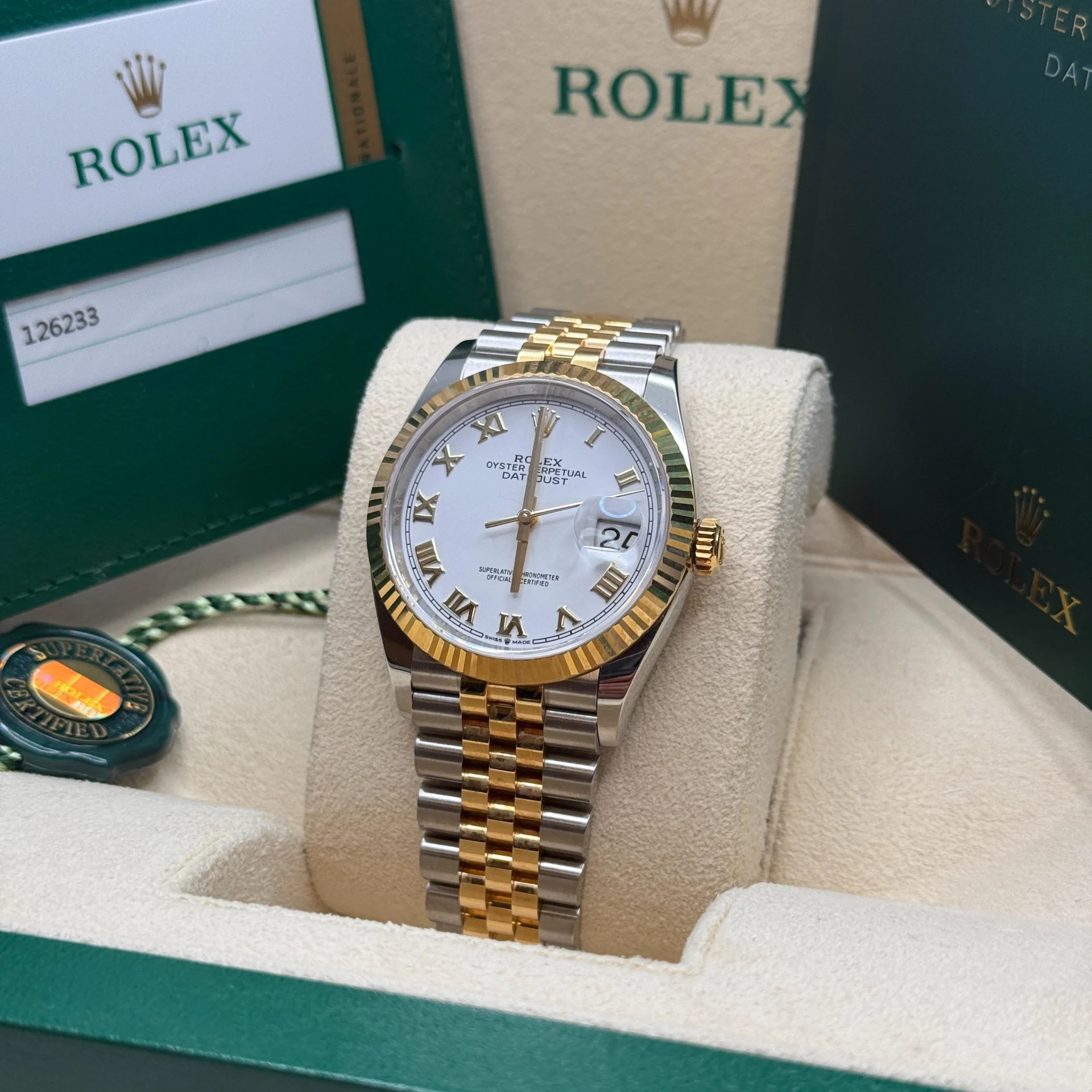 RLX  Datejust 36mm 126233 White Dial Oyster Bracelet Watch