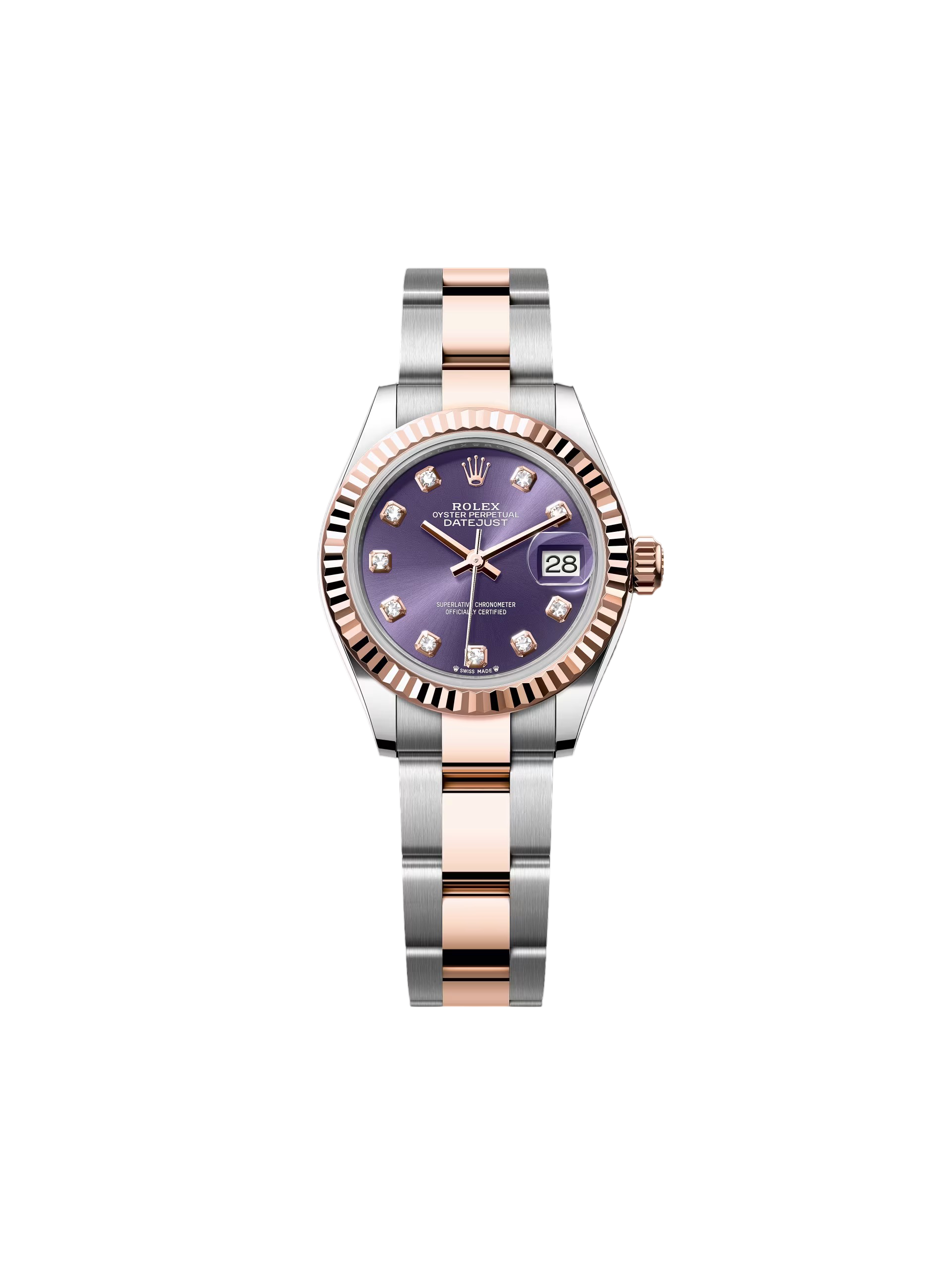 RLX Lady-Datejust 28mm 279171 Aubergine Diamond Oyster Stainless Steel and Rose Gold