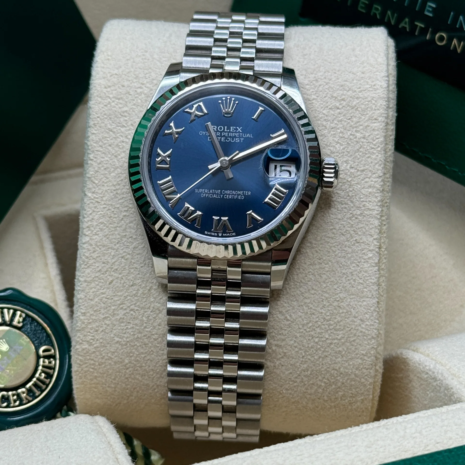 RLX Datejust m278274-0033/0034 Bright Blue Dial 31mm Fluted Bezel Oyster Bracelet