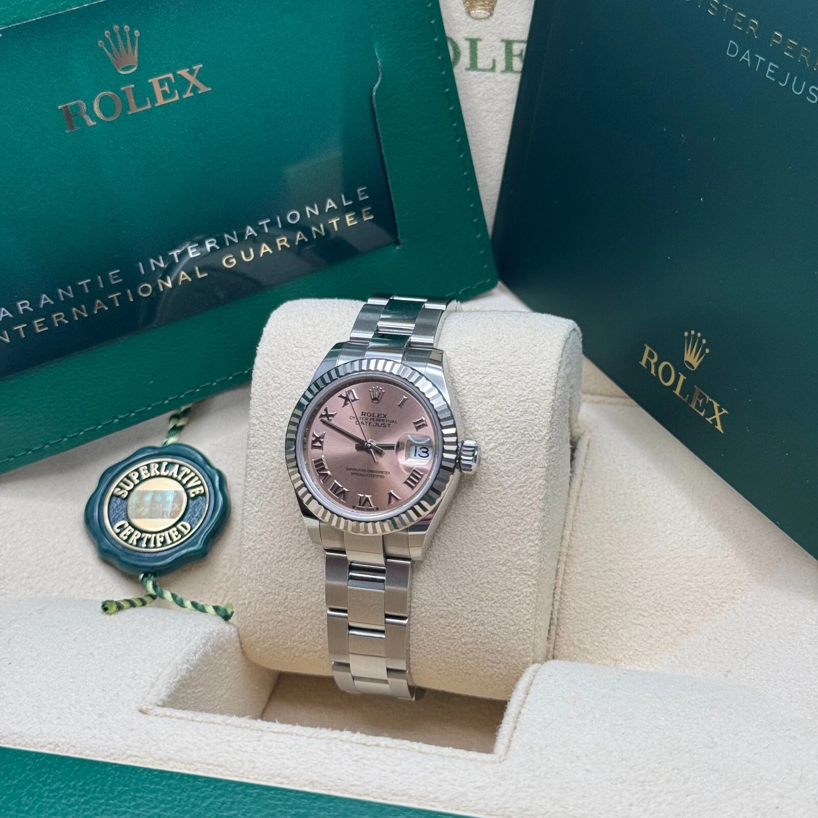 RLX Lady-Datejust 28mm 279174 Pink Roman Dial Oyster Bracelet
