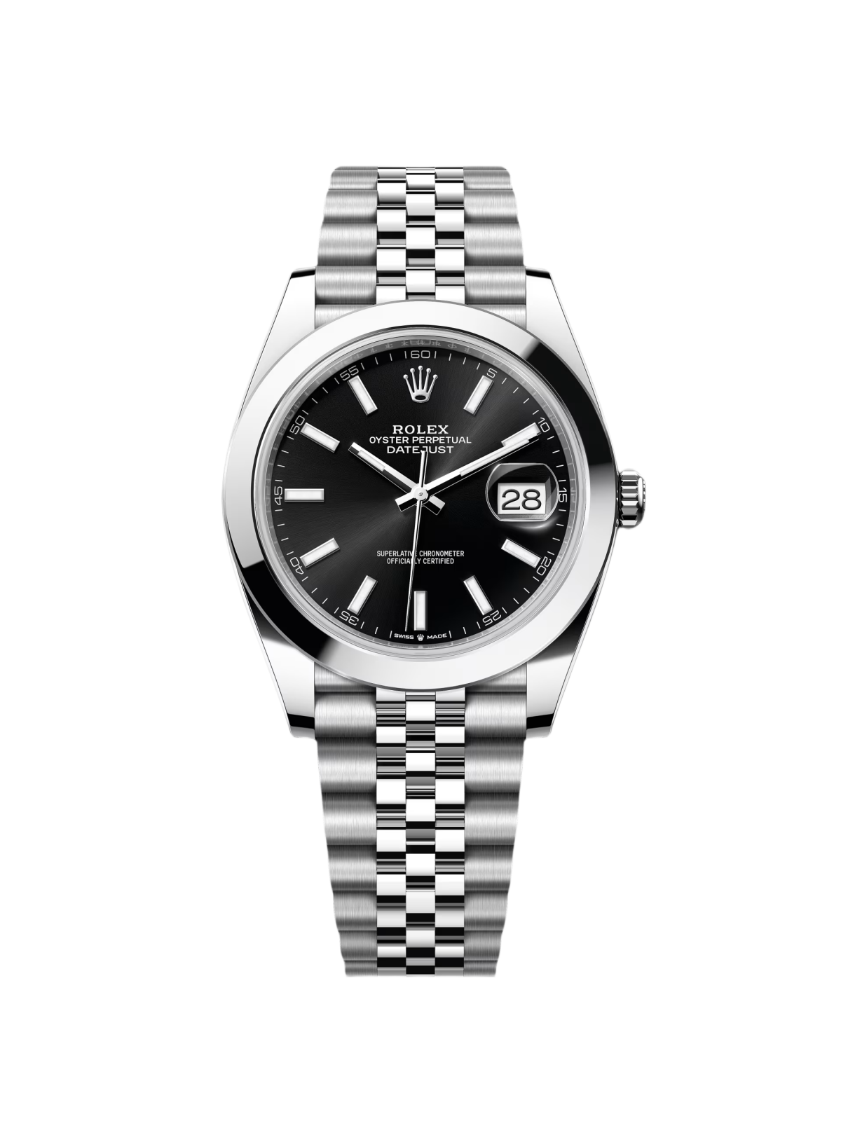 RLX Datejust 41mm 126300 Black Index Oyster 41mm Stainless Steel Watch