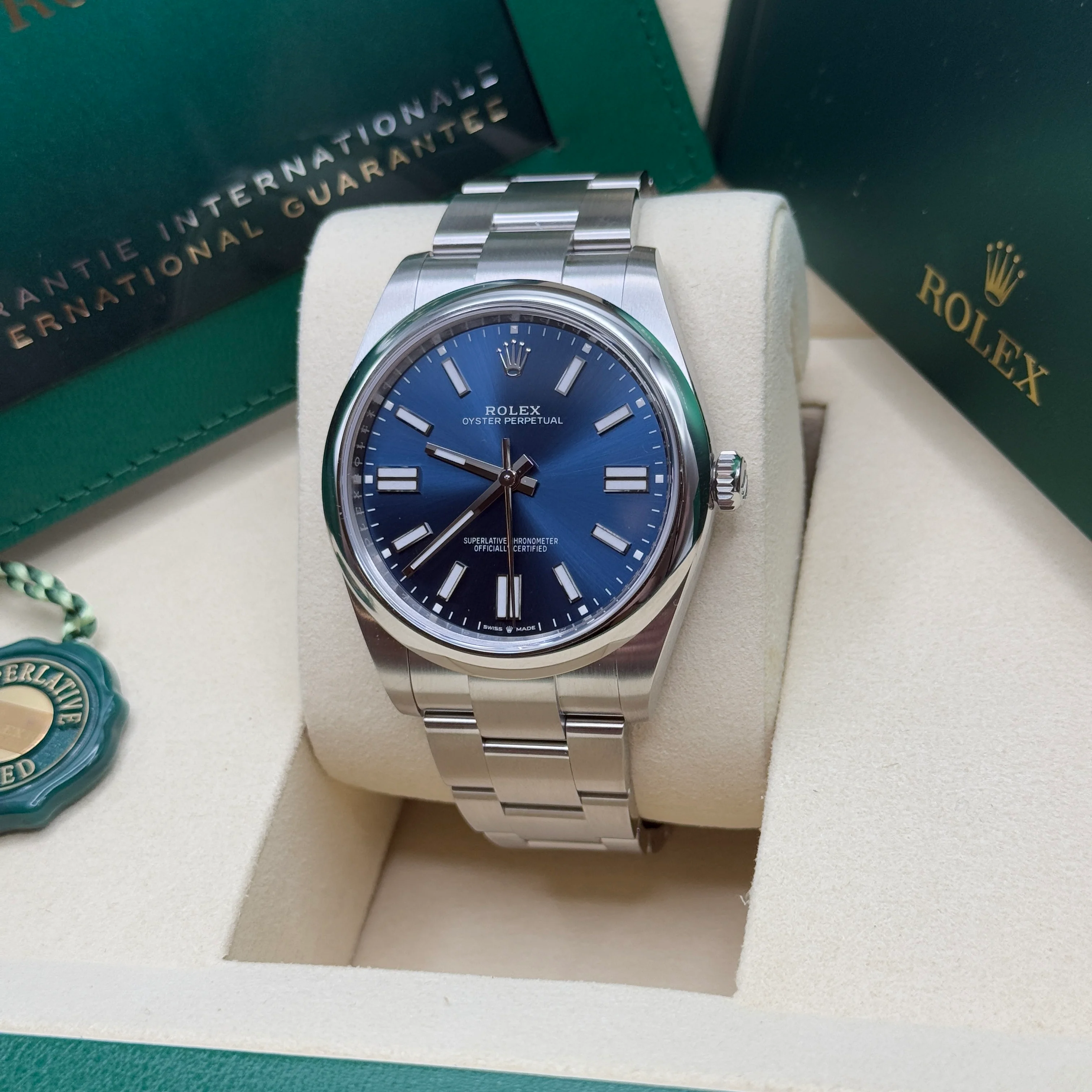 RLX Oyster Perpetual 41mm 124300-0003 Oyster Perpetual Stainless Steel Blue Index Dial Watch