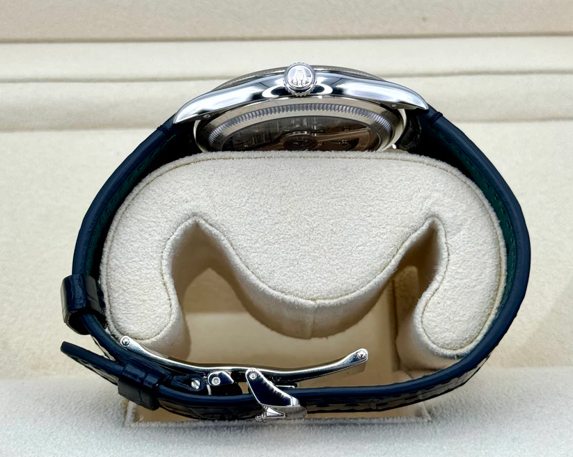 Rolex 1908 White Gold Black Dial Black Alligator Strap - 52509-0002