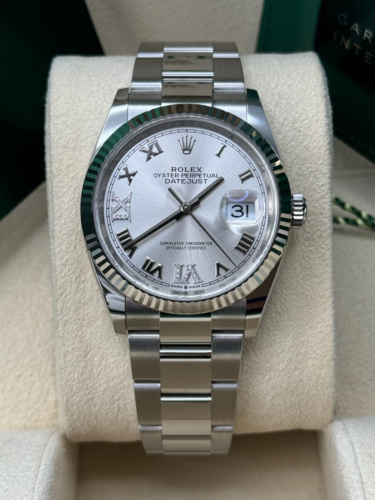 RLX  Datejust 36mm 126234 White Roman Dial Oyster Stainless Steel Mens