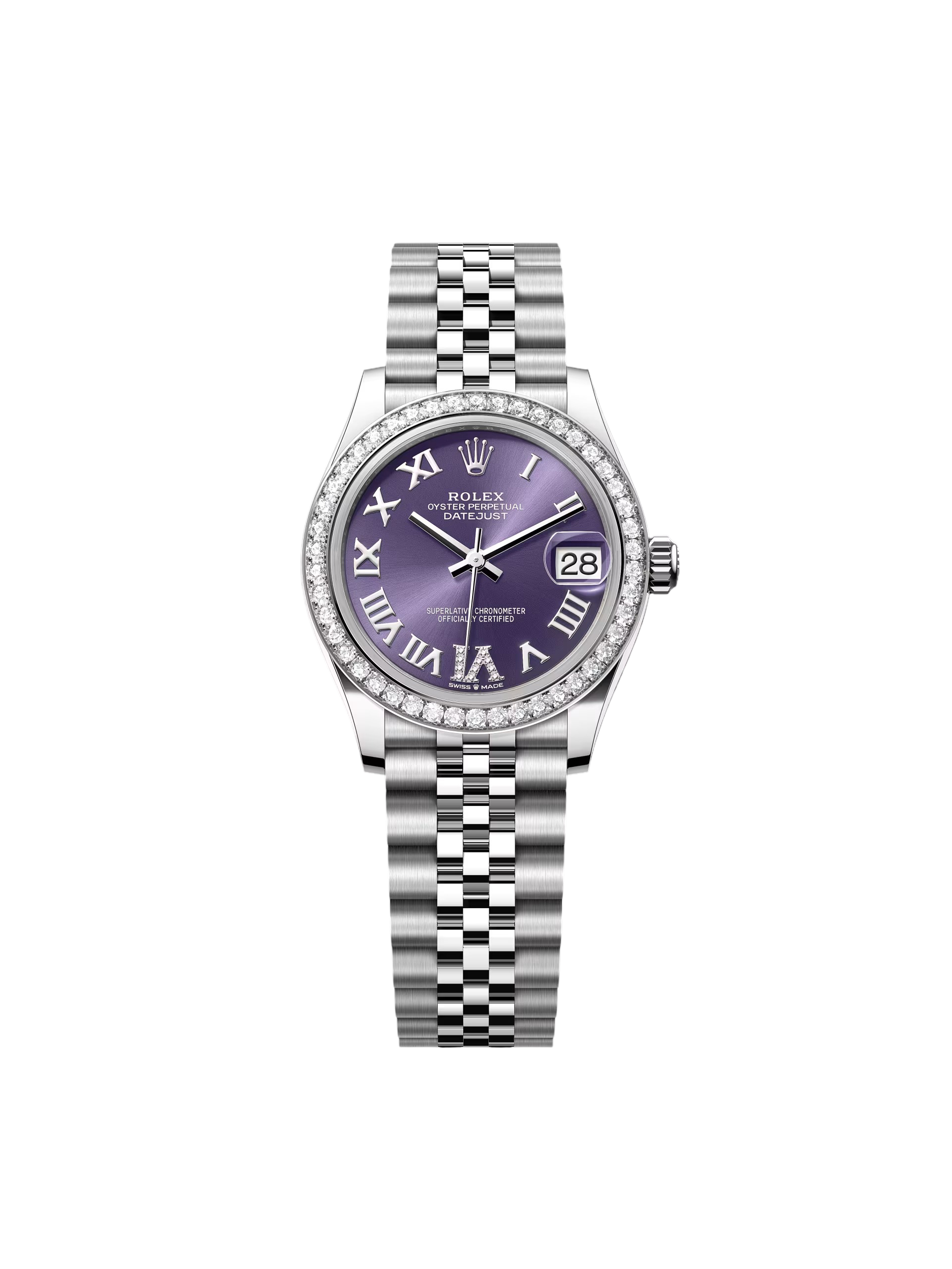RLX Datejust m278384RBR-0029/0030 Aubergine 31mm Dial Jubilee Watch