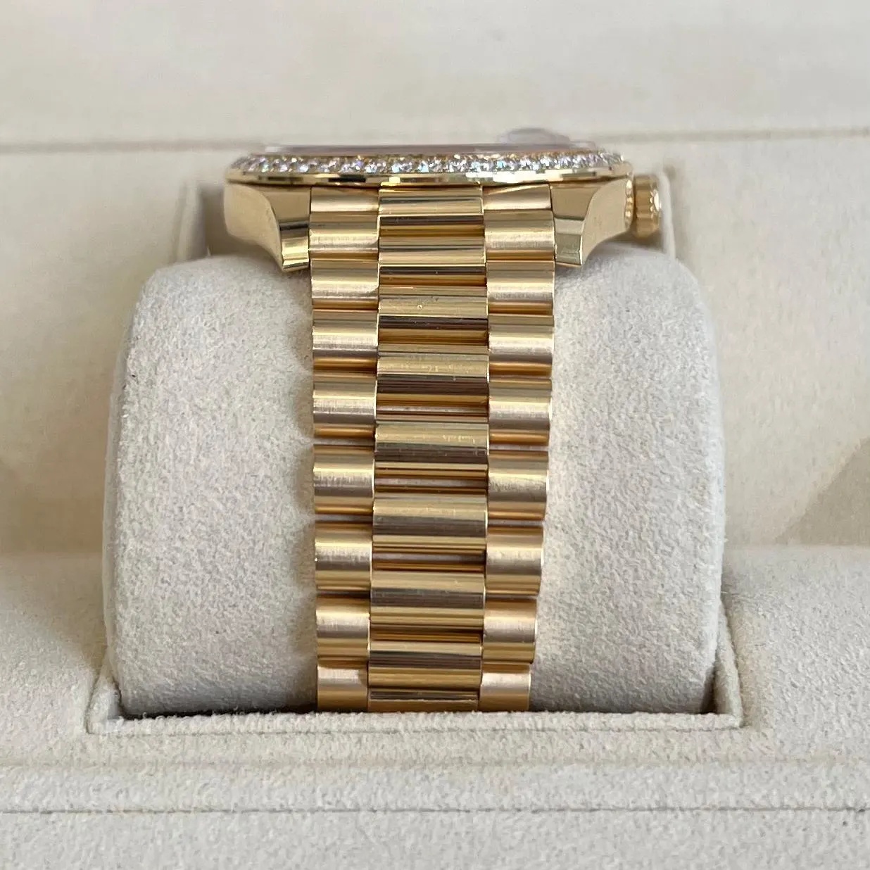 RLX Day-Date 40mm Champagne Diamond Dial and Bezel Yellow Gold President Bracelet 228348RBR-0002