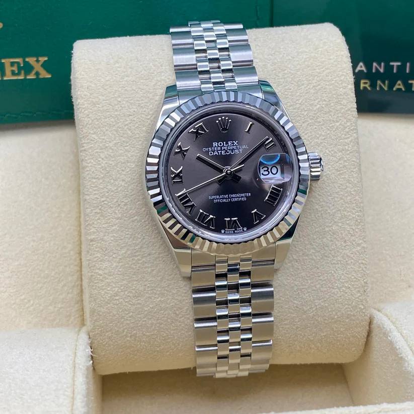 RLX Lady-Datejust 28mm 279174 Dark Grey Roman Dial Oyster Bracelet