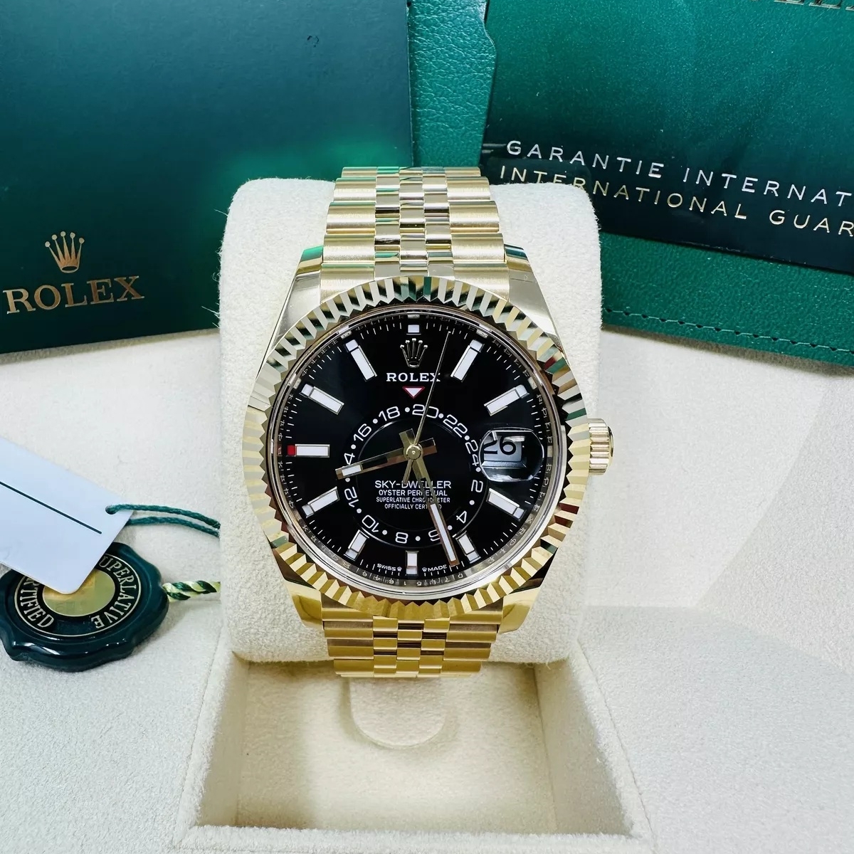 RLX  Sky-Dweller 42mm 336938-0002/0005 Yellow Gold Black Dial Oyster