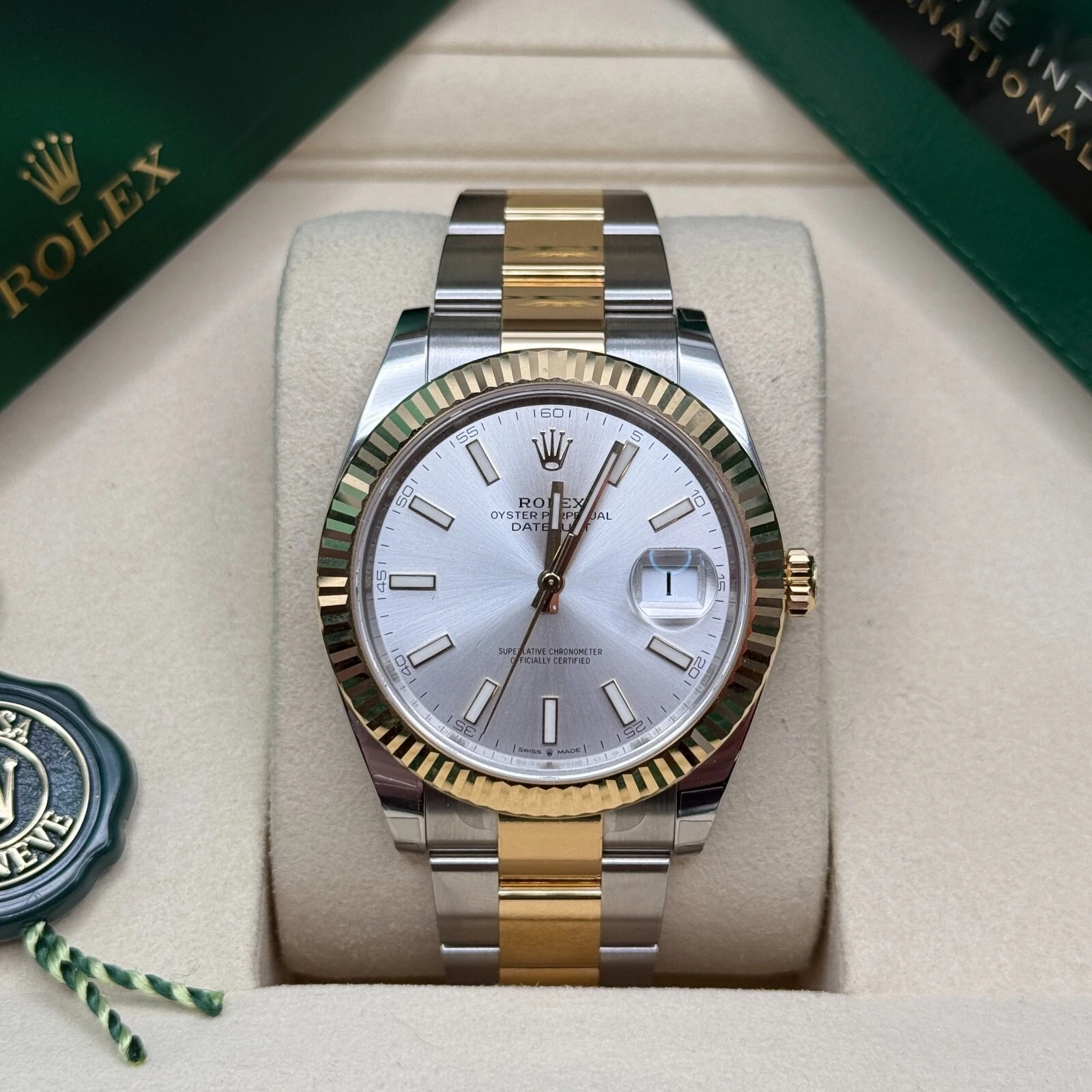 RLX  Datejust 41mm 126333 Silver Index Oyster Steel and Yellow Gold Mens Watch