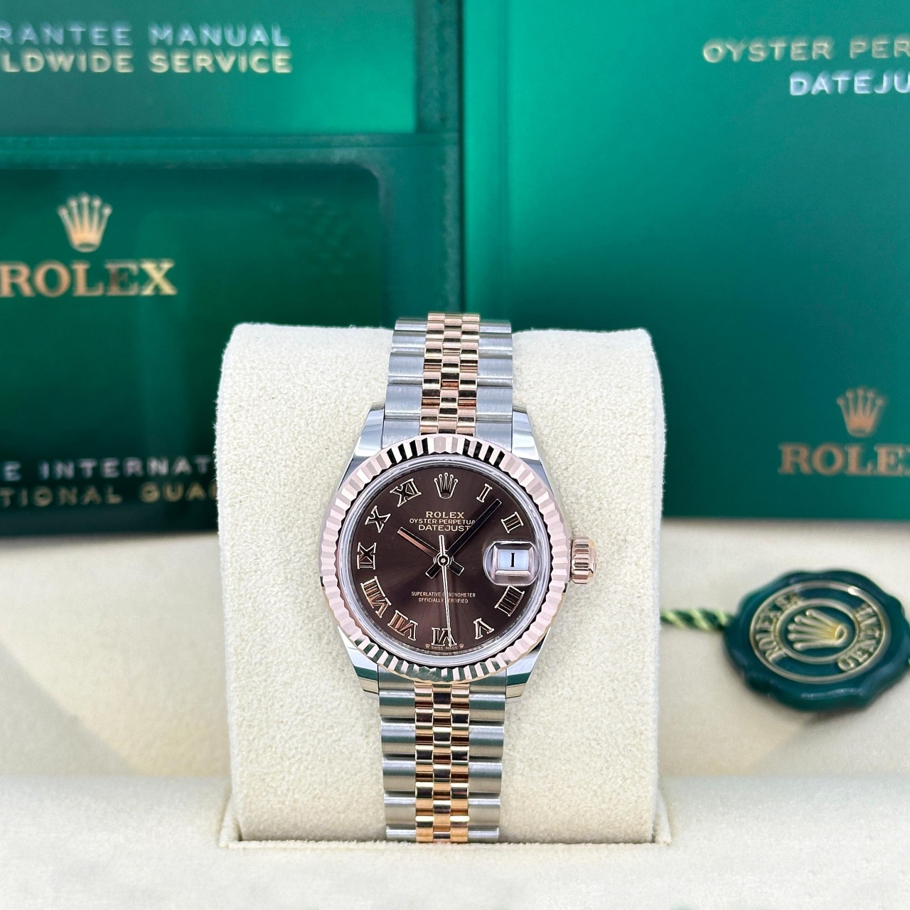 RLX Lady-Datejust 28mm 279171 Chocolate Roman Oyster Stainless Steel and Rose Gold