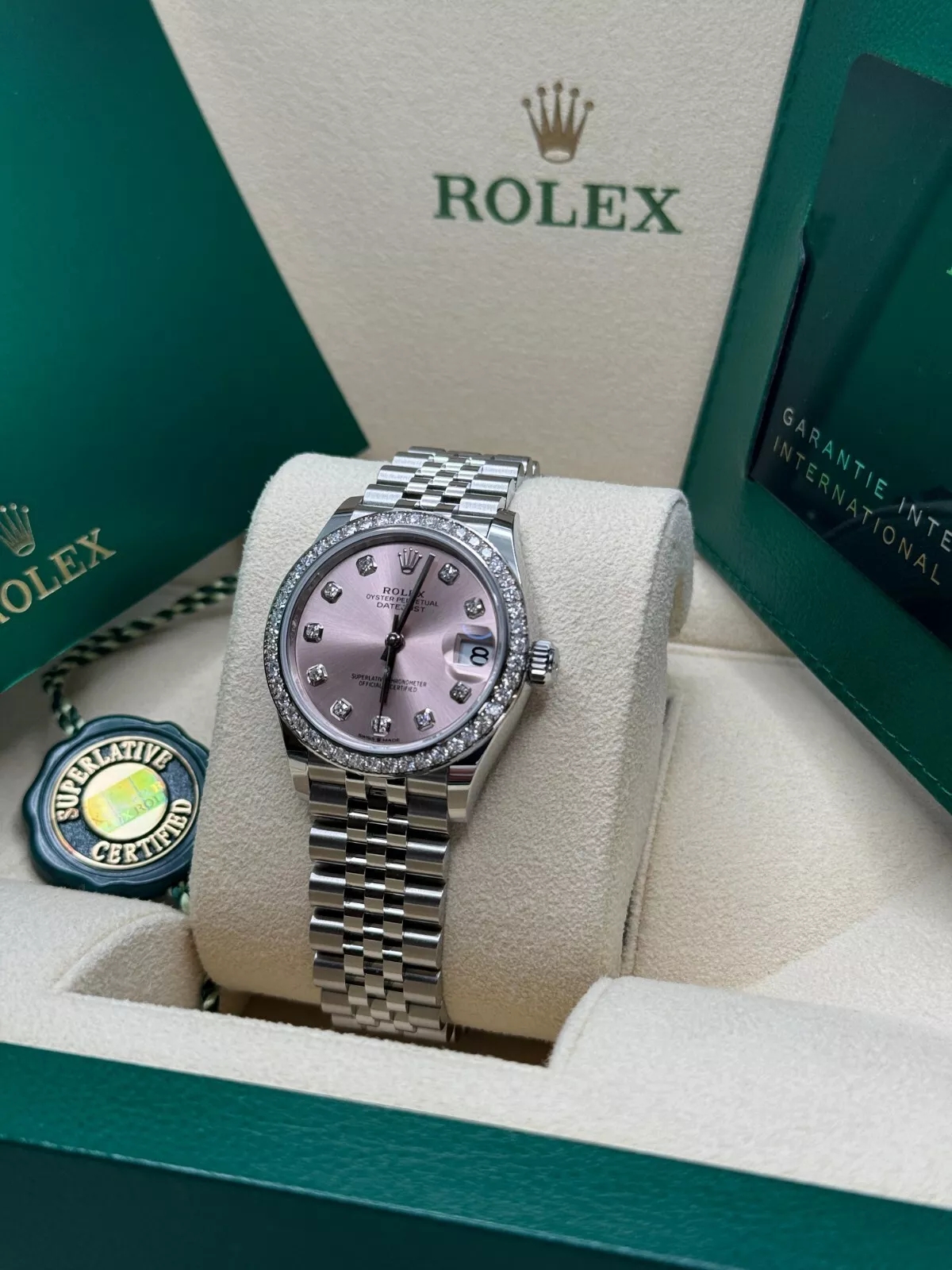 RLX Lady-Datejust 28mm 279384RBR Pink Dial Oyster Bracelet