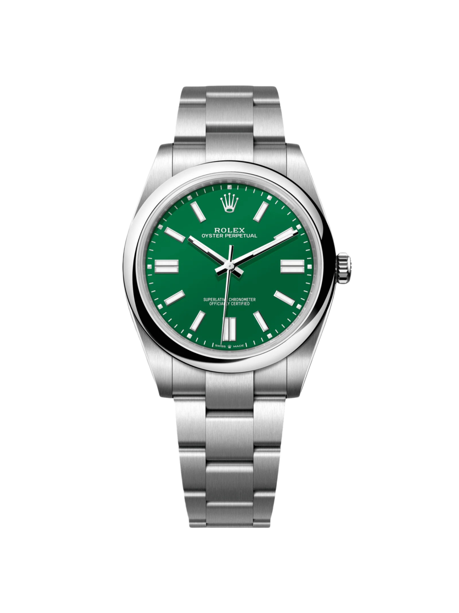 RLX Oyster Perpetual 41mm 124300-0005 Green Index Dial & Smooth Bezel Oyster Bracelet Men’s Watch