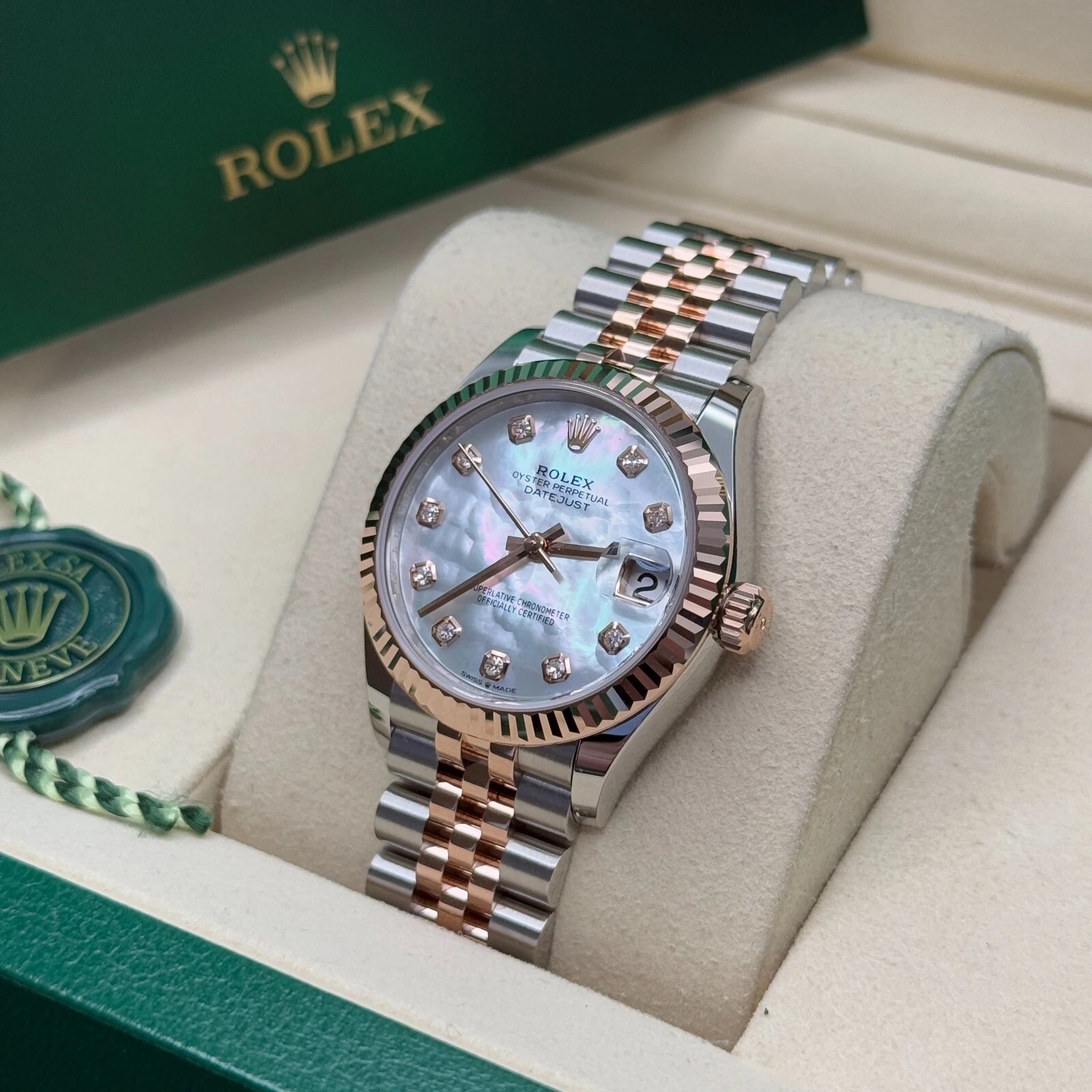 RLX Lady-Datejust 28mm 279171 White Mother Of Pearl Diamond Oyster Stainless Steel and Rose Gold