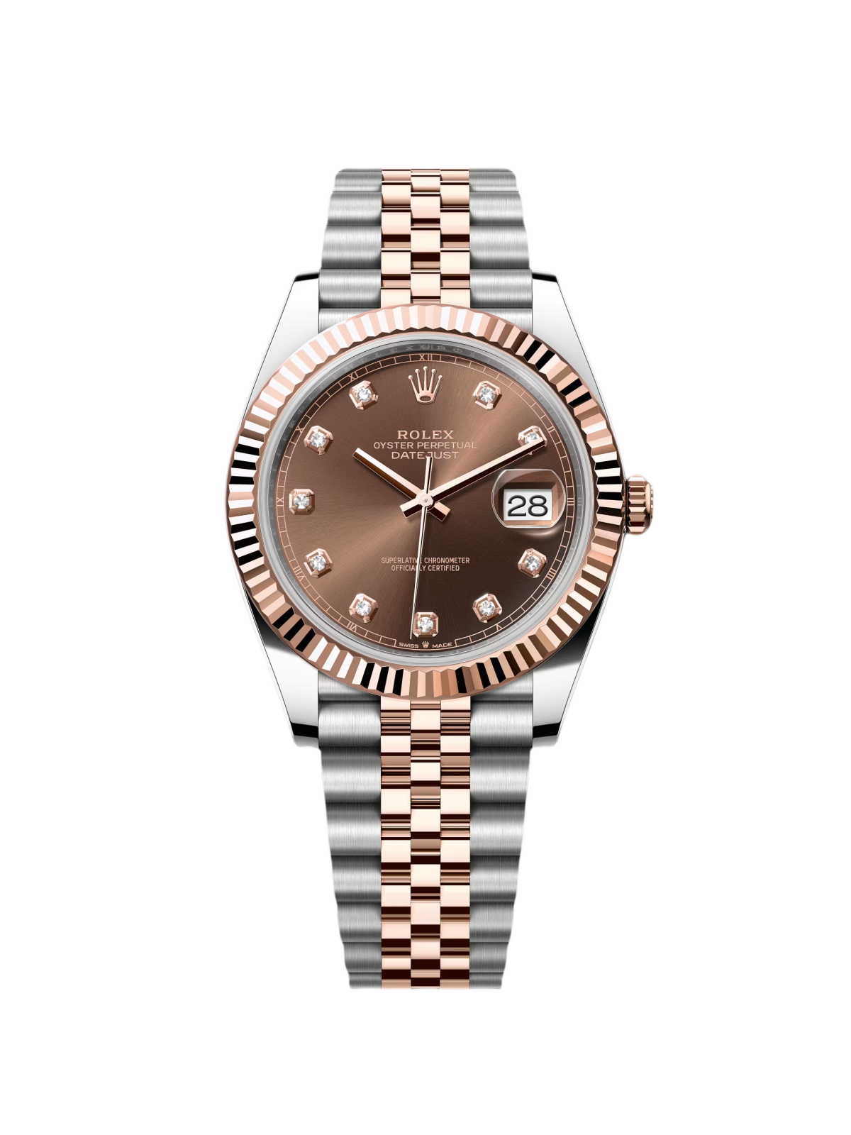 RLX Datejust 41mm 126331 Datejust Chocolate Diamond Oyster Steel and Everose Gold Watch