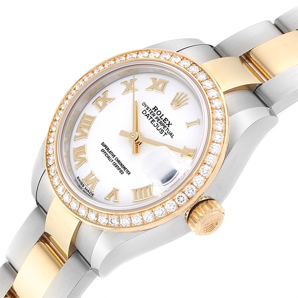 RLX Lady-Datejust 28mm 279383RBR White Roman Dial Yellow Rolesor Oyster Bracelet