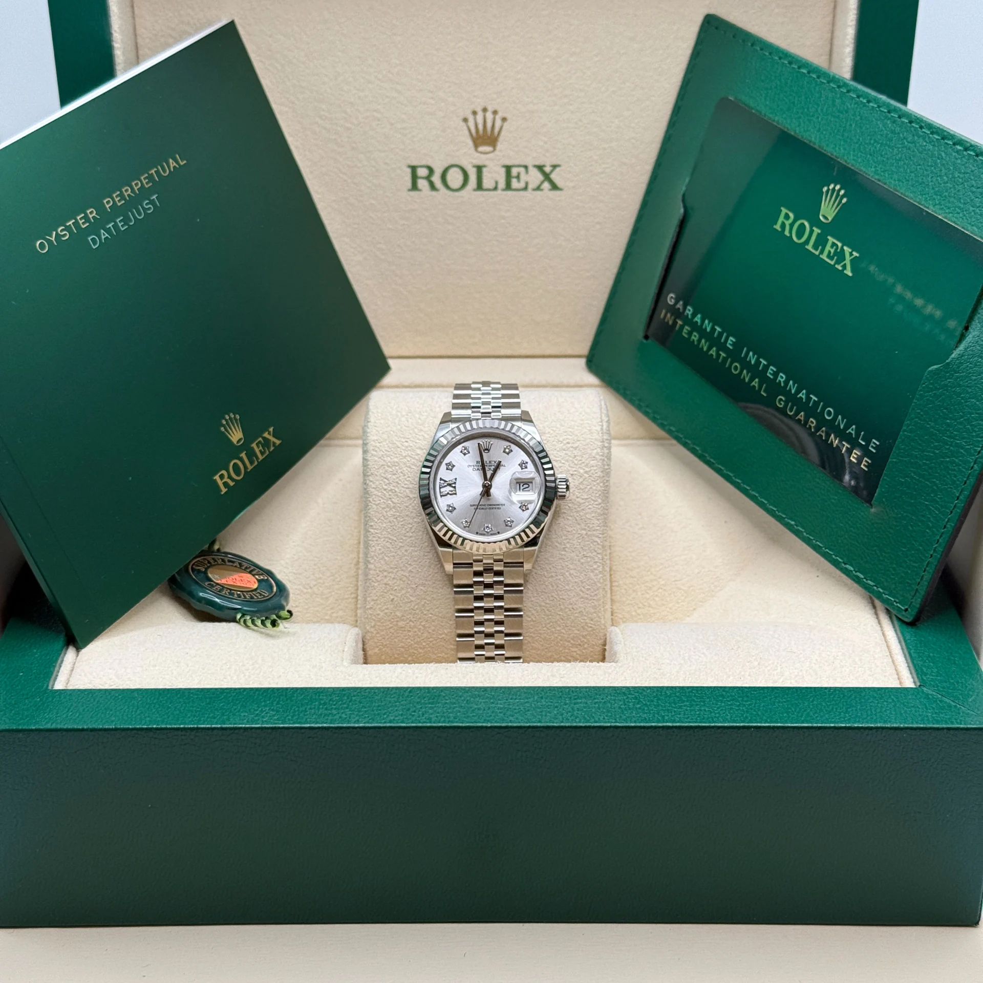 RLX Lady-Datejust 28mm 279174 Silver Diamond Dial Oyster Bracelet