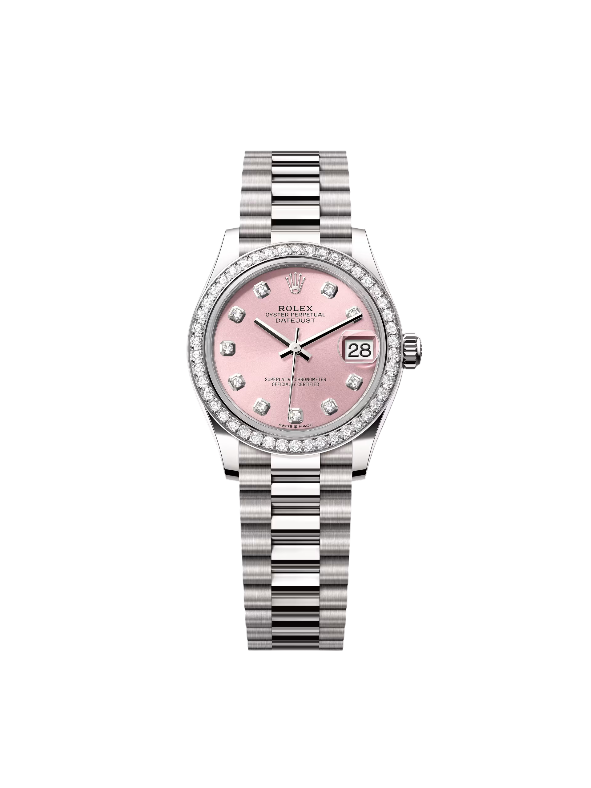 RLX Datejust m278289RBR-0022 Pink Dial White Gold President Watch
