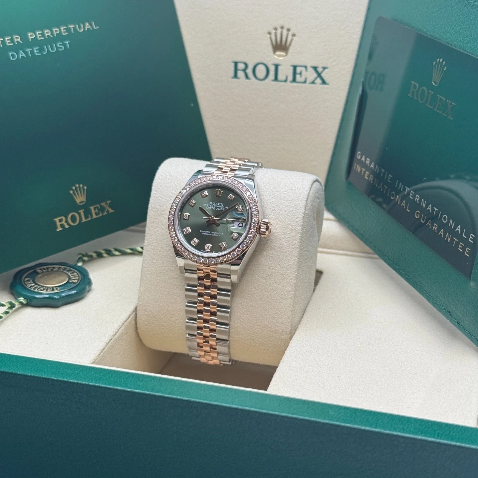 RLX Lady-Datejust 28mm 279381RBR Green Diamond Dial Oyster Bracelet