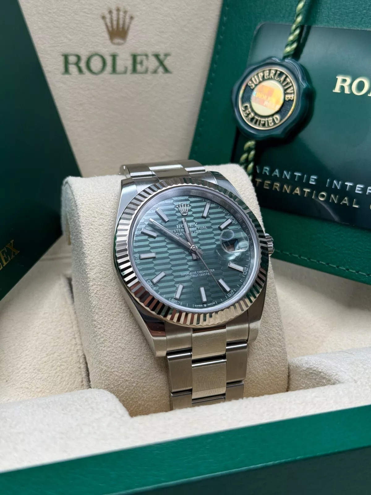 RLX  Datejust 41mm 126334 Mint Green Fluted Motif Dial Oyster Bracelet