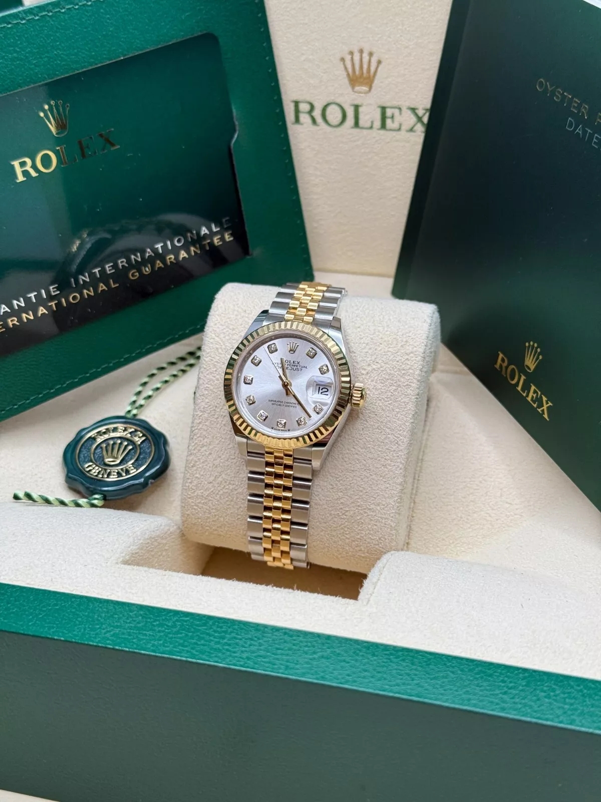 RLX Lady-Datejust 28mm 279173 Silver Diamond Dial Oyster Bracelet