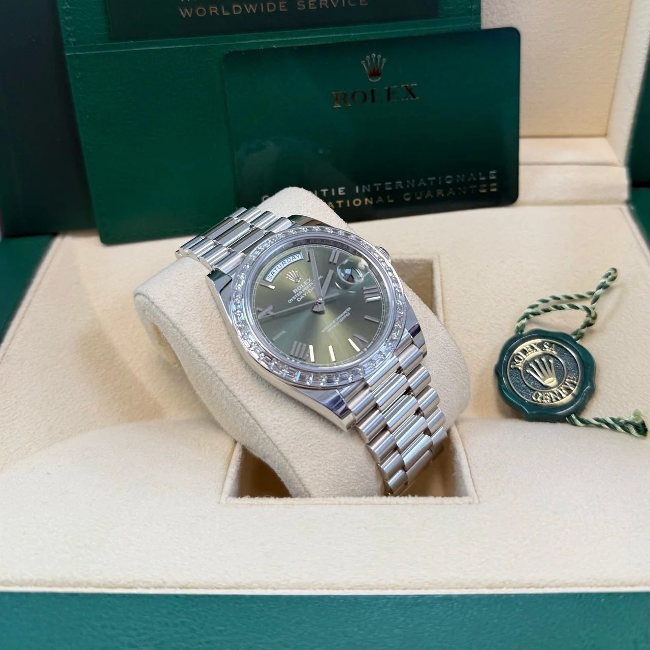 RLX Day-Date 40mm 228396TBR-0020 Green Roman Dial