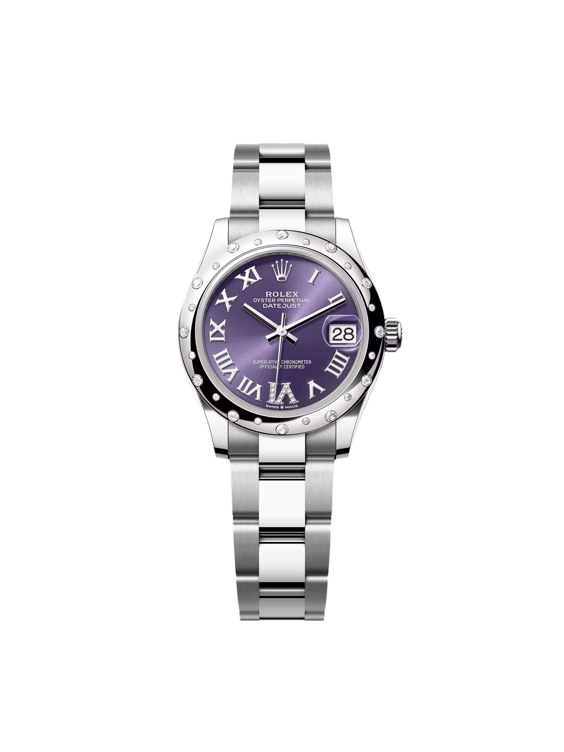 RLX Datejust m278344-0027/0028 Aubergine Diamond Dial 31mm Oyster