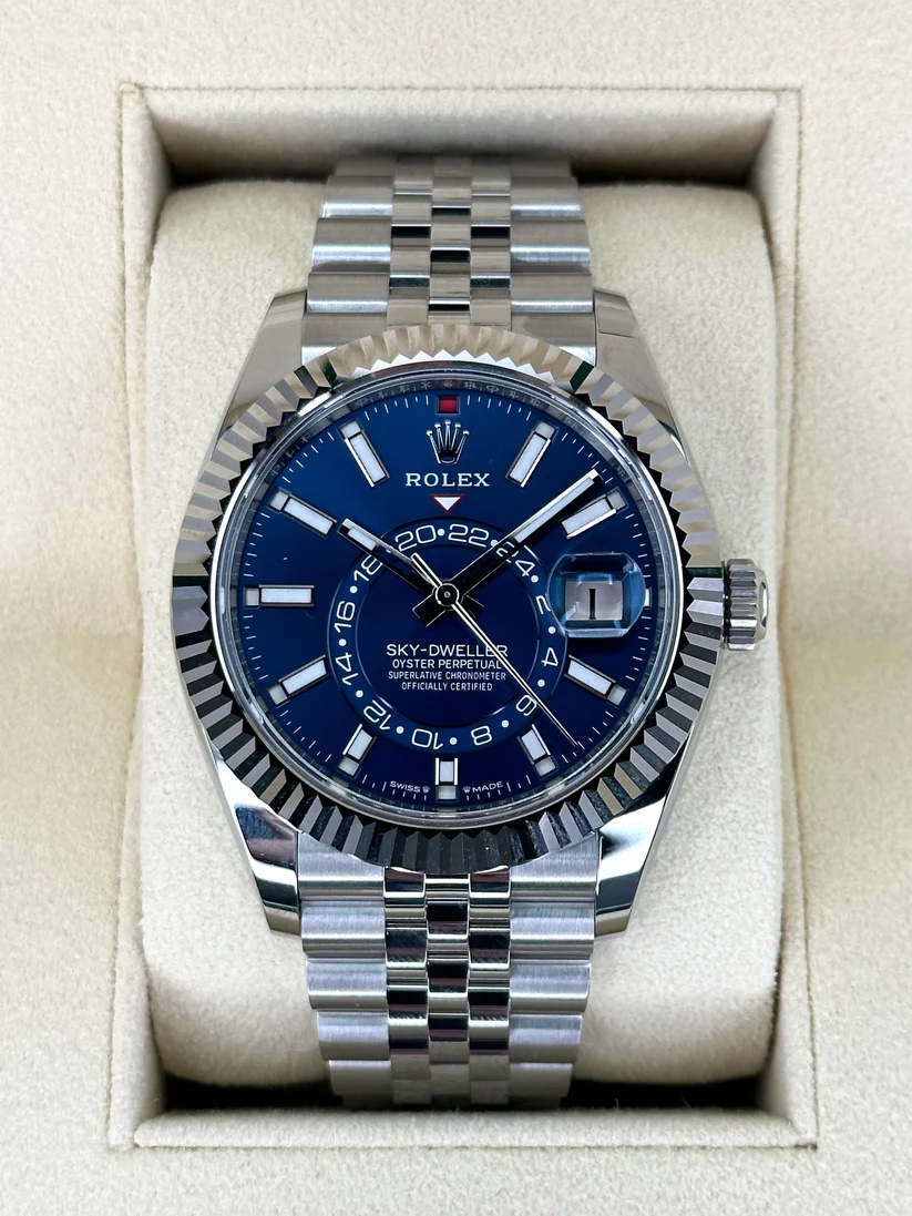 RLX  Sky-Dweller 42mm 336934-0005/0006 Stainless Steel Blue Dial Jubilee