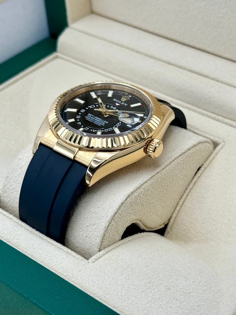 RLX  Sky-Dweller 42mm Yellow Gold Black Dial Oysterflex - 336238