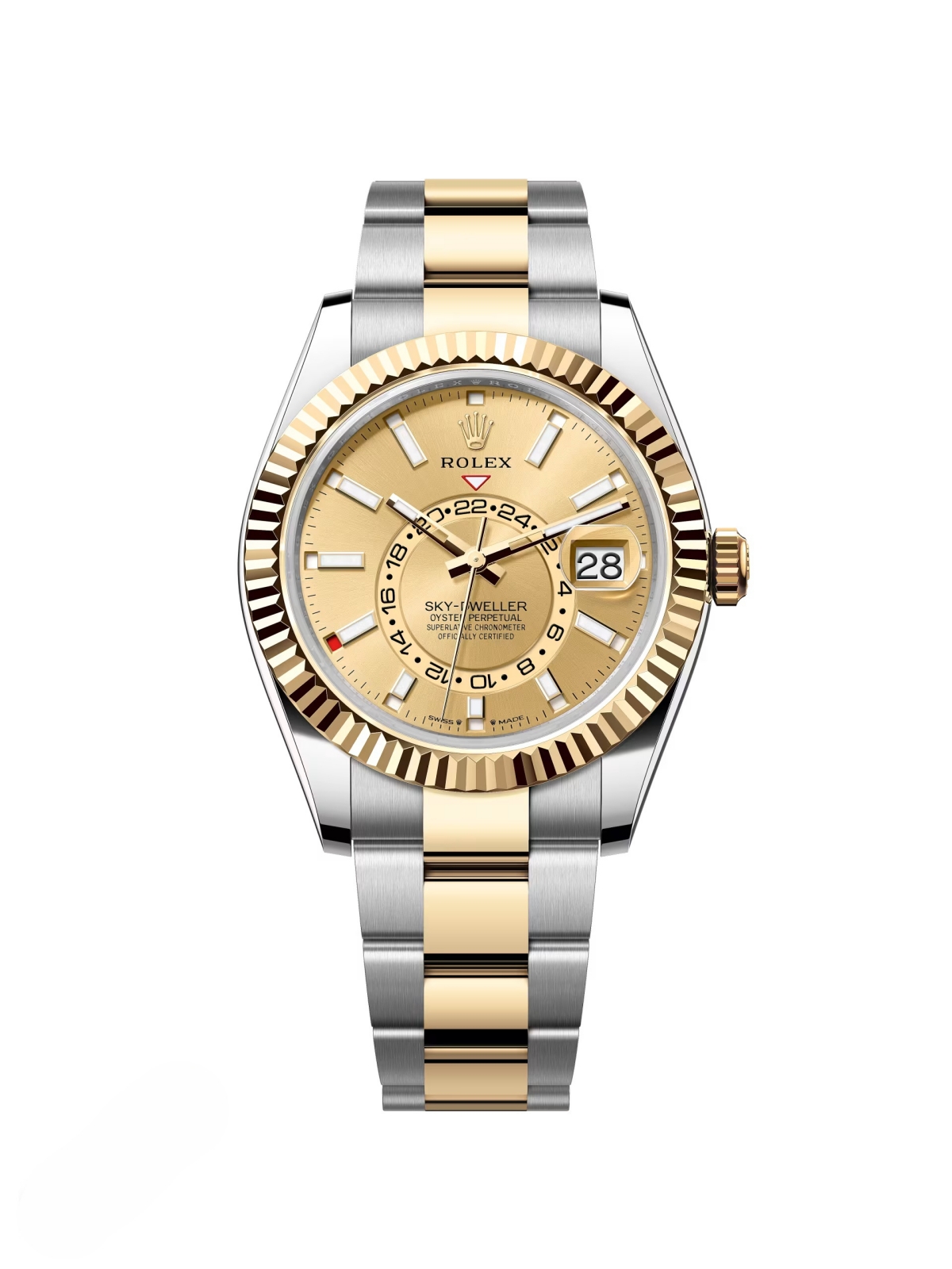 RLX  Sky-Dweller 42mm 336933-0001/0002 Two-Tone Yellow Gold Champagne Dial Oyster