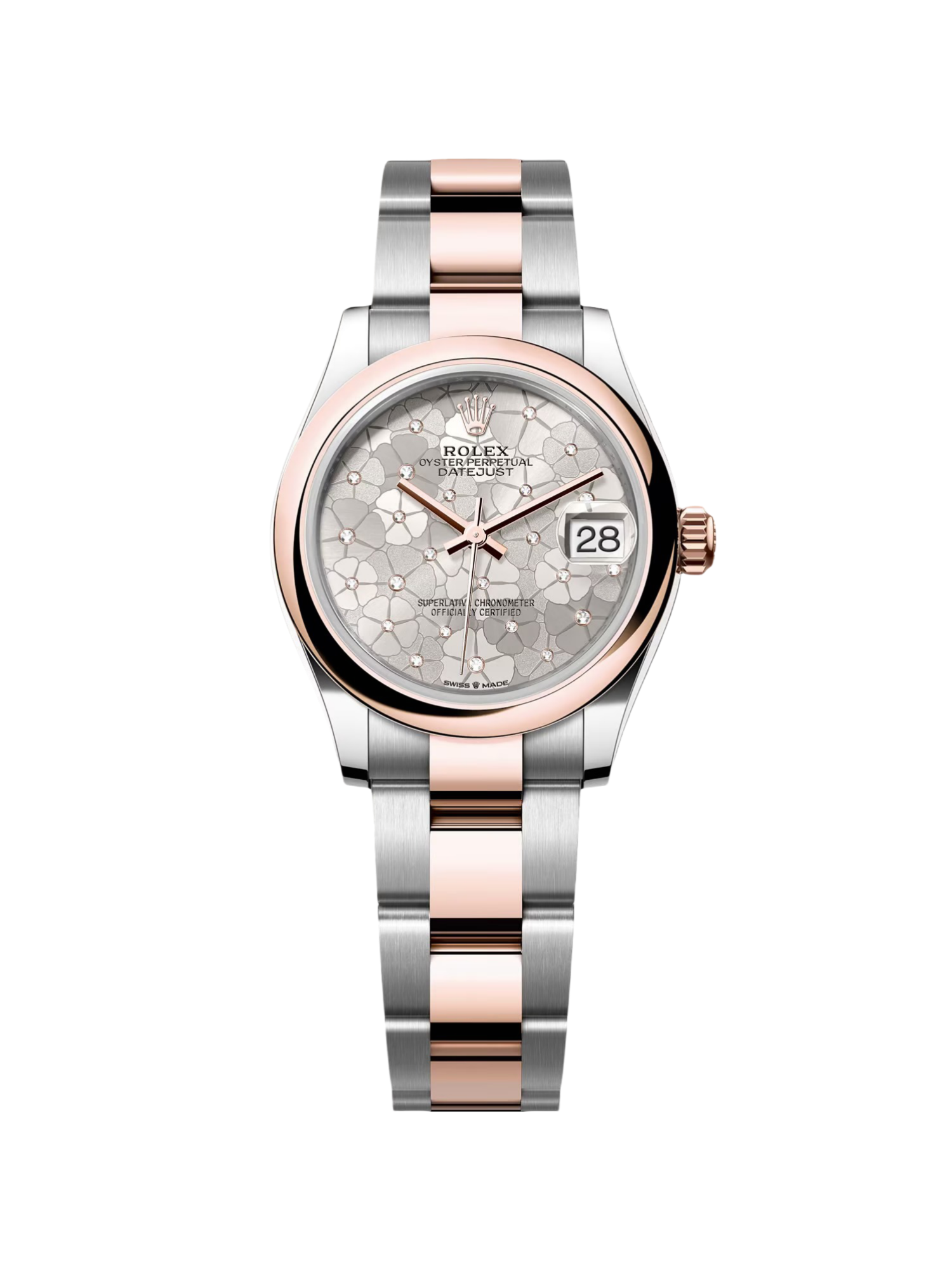 RLX Datejust m278241-0031/0032 31mm  Silver Floral Motif Dial Oyster Bracelet Watch