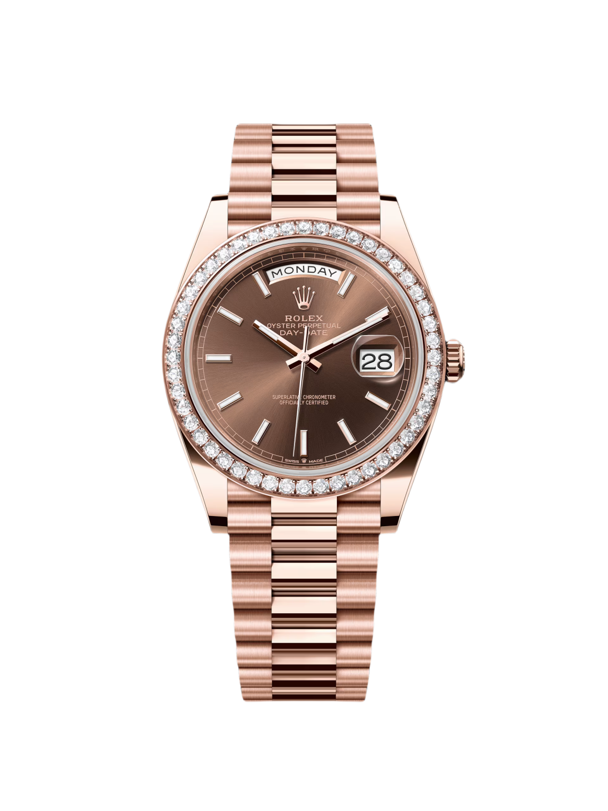RLX   Day-Date 40mm Chocolate Dial and Diamond Bezel 228345rbr-0024