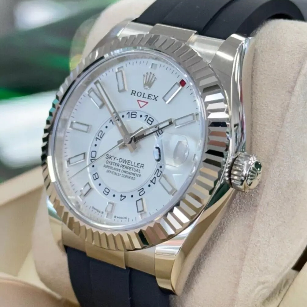 RLX Sky-Dweller 42mm White Gold White Dial Oysterflex - 336239