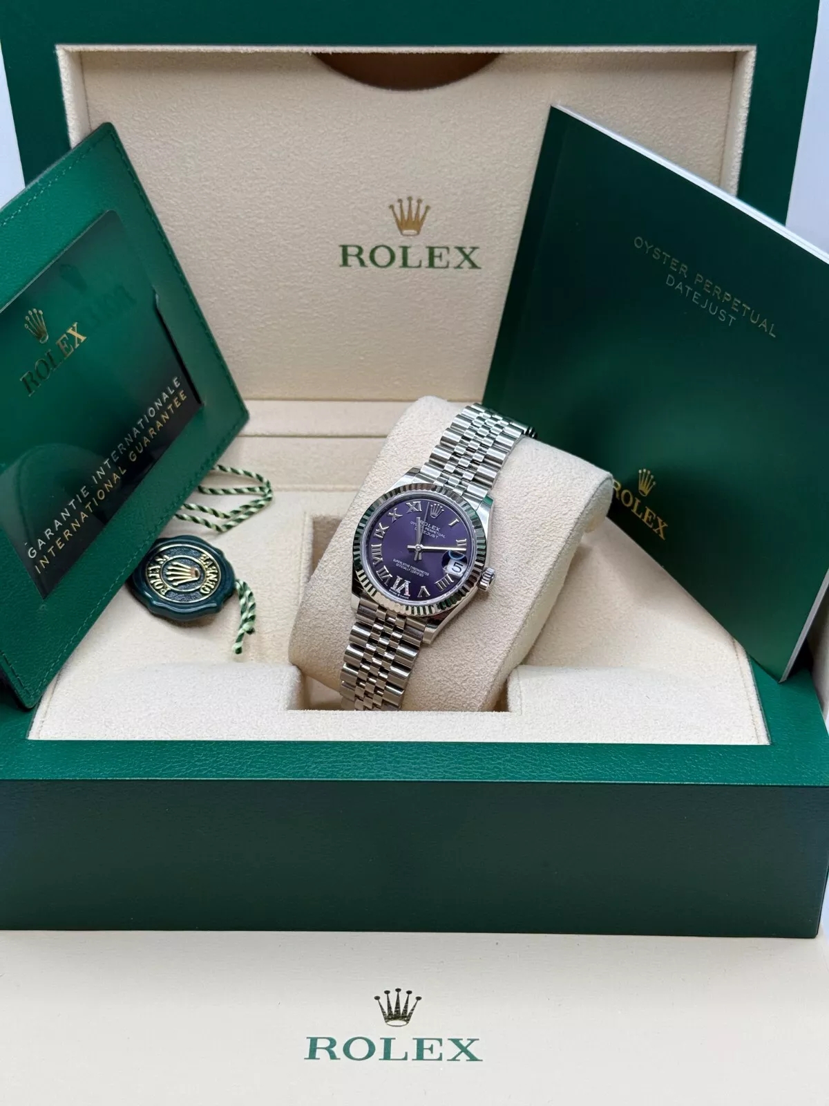 RLX Datejust m278274-0025/0026 Aubergine 31mm Dial Oyster Watch