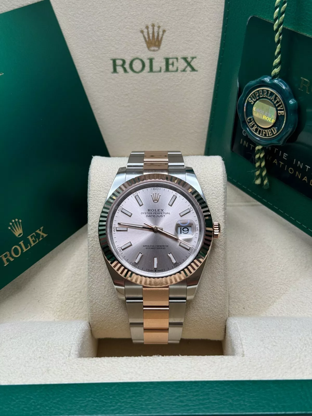 RLX Datejust 41mm 126331 Sundust Index Oyster Steel and Everose Gold Watch