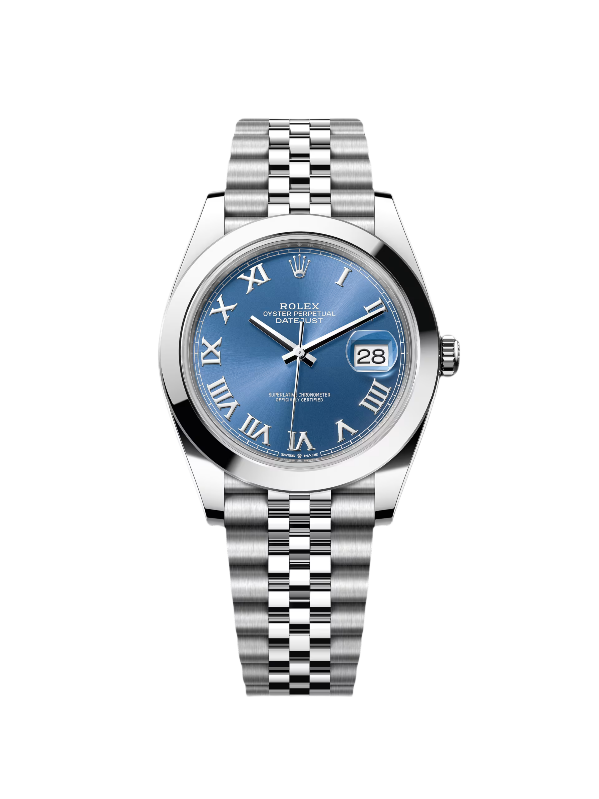 RLX Datejust 41mm 126300 Blue Roman Oyster Stainless Steel Watch