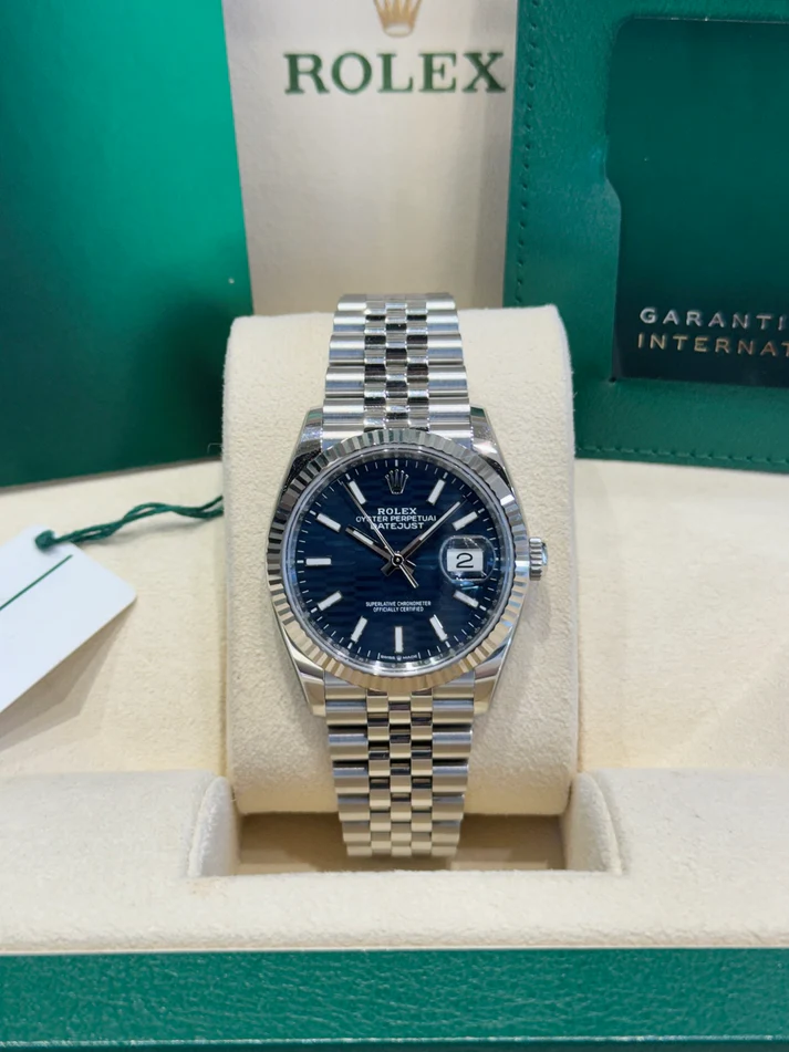 RLX  Datejust 36mm 126234 Blue Fluted Motif Dial Jubilee Bracelet