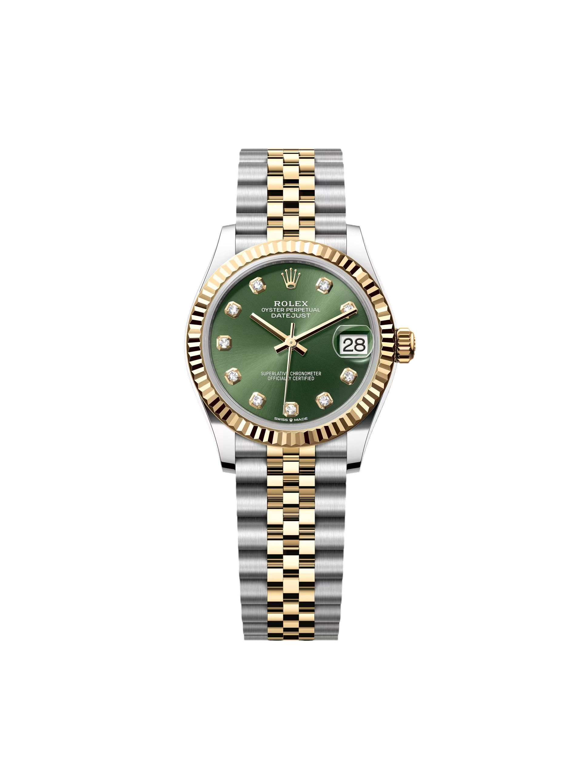 RLX Datejust m278273-0029/0030 31mm Olive Green Dial Stainless Steel and Yellow Gold Oyster Watch