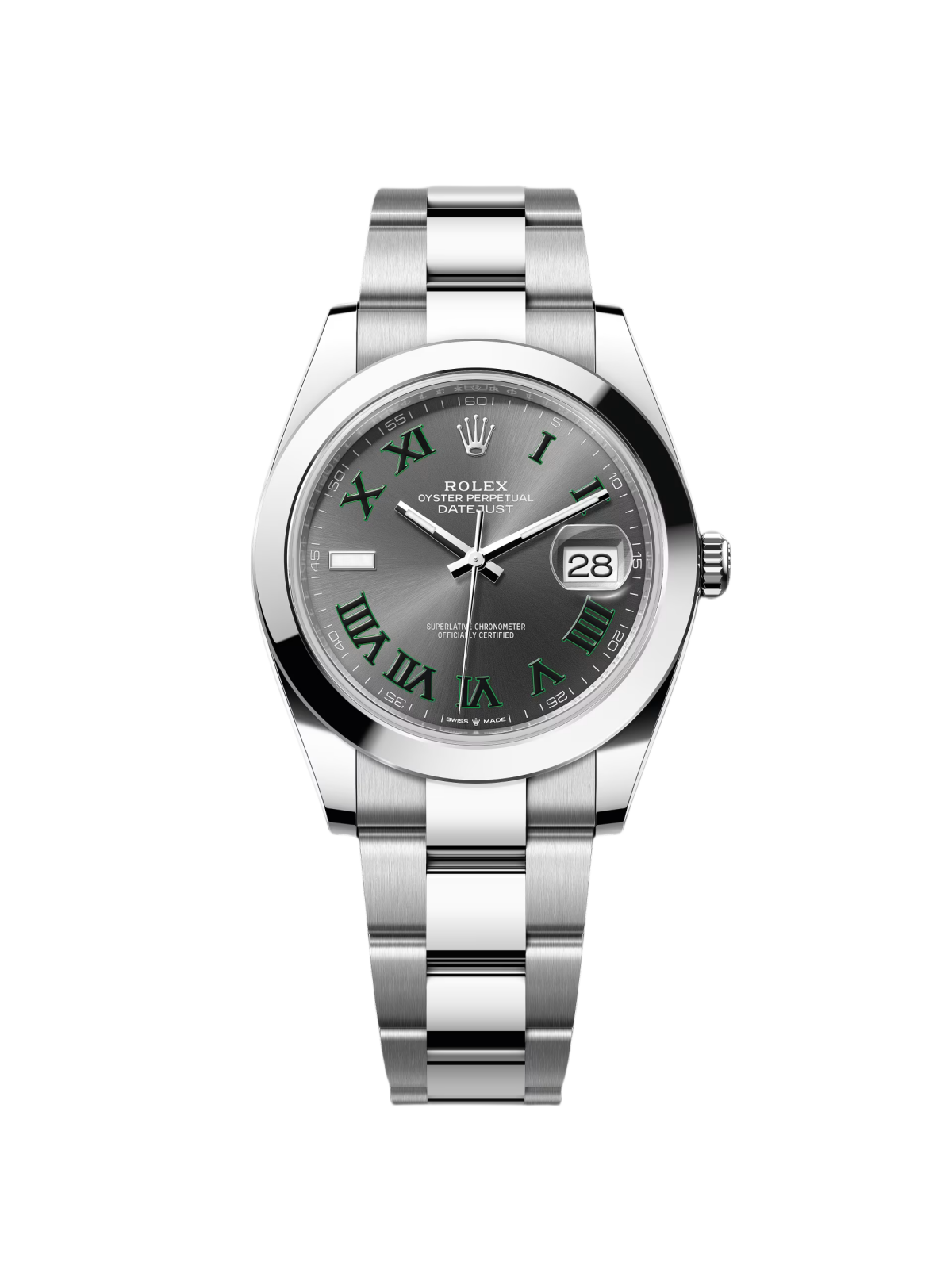 RLX Datejust 41mm 126300 Slate Roman Oyster Stainless Steel Watch
