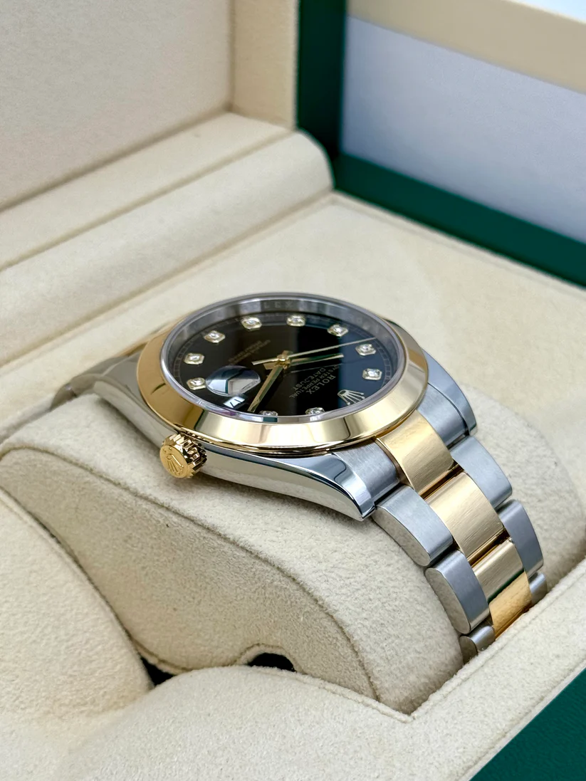 RLX Datejust 41mm 126303 Black Diamond Oyster Steel and Yellow Gold Mens Watch