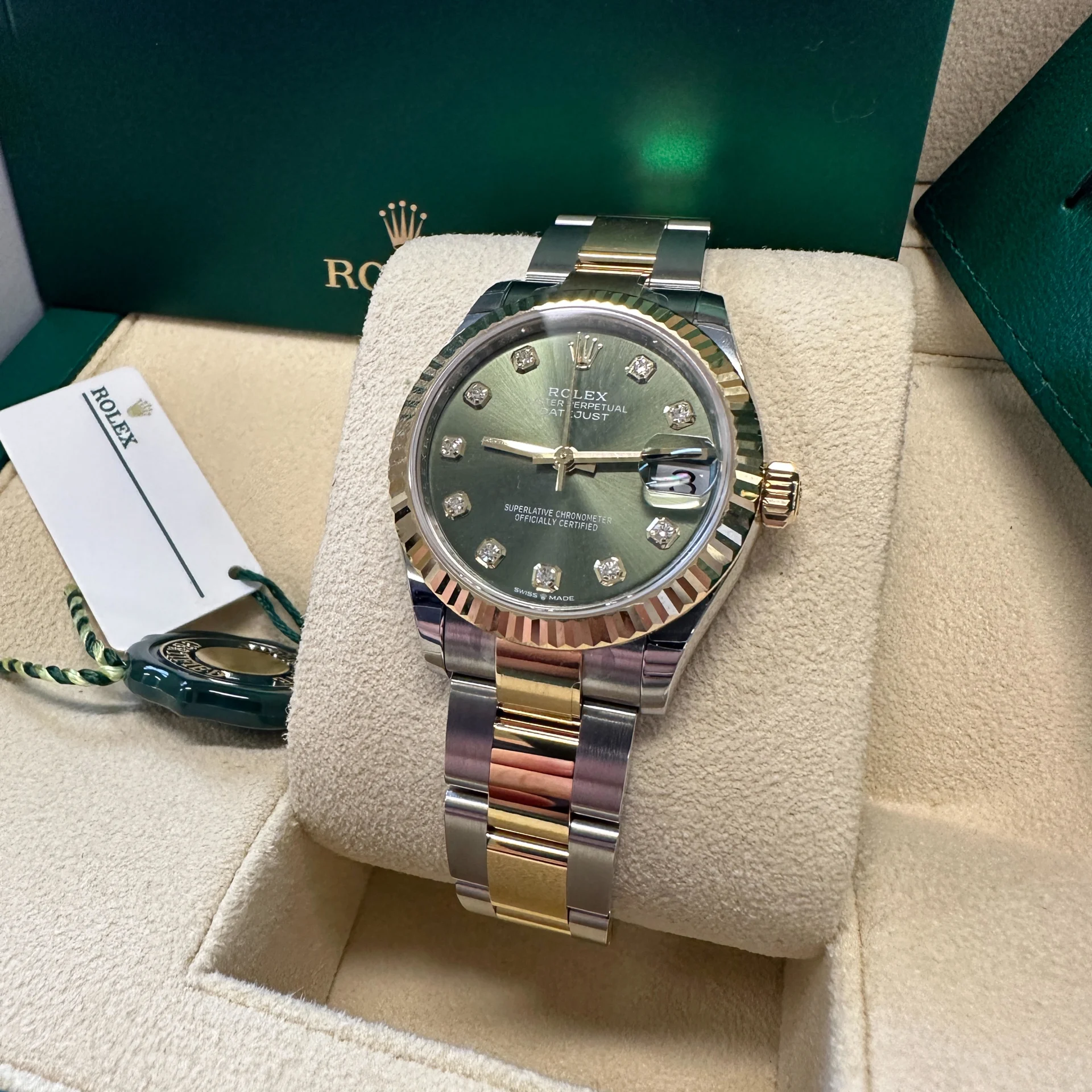 RLX Datejust m278273-0029/0030 31mm Olive Green Dial Stainless Steel and Yellow Gold Oyster Watch