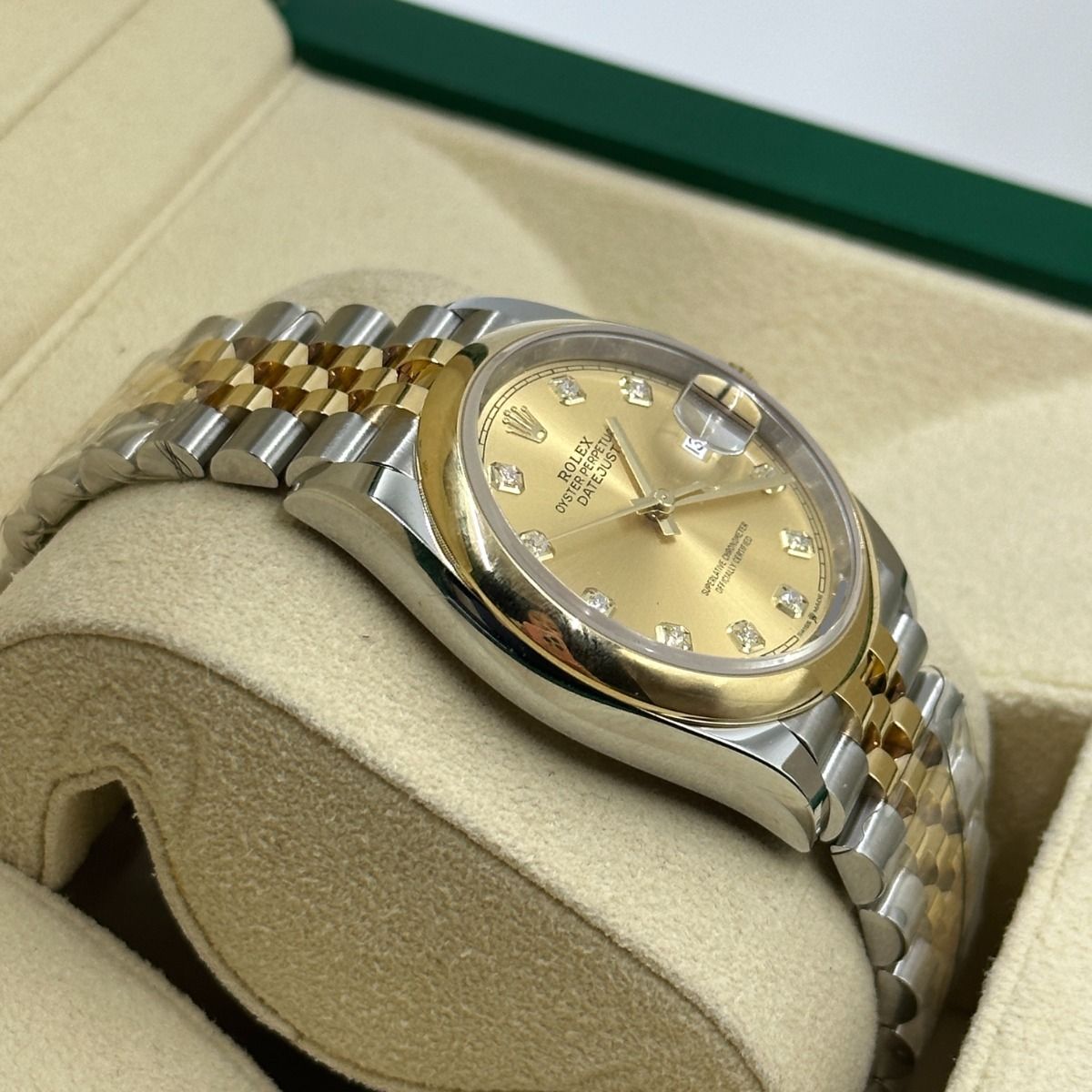 RLX  Datejust 36mm 126203 Champagne Set with Diamonds Dial Domed Bezel Oyster Bracelet