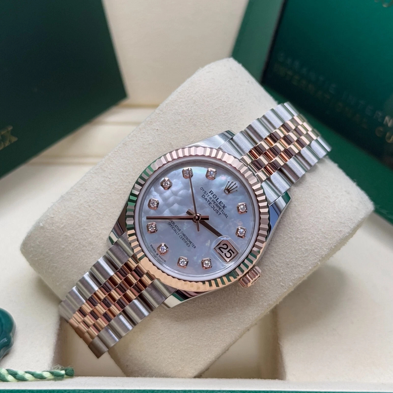 RLX Lady-Datejust 28mm 279171 White Mother Of Pearl Diamond Oyster Stainless Steel and Rose Gold