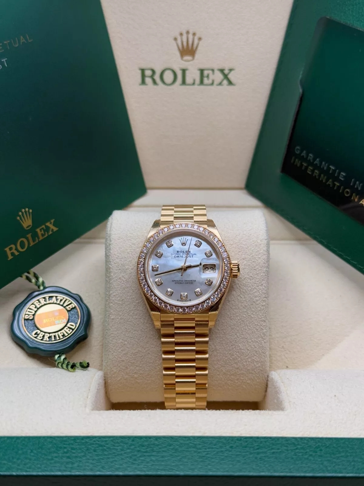 RLX  Lady-Datejust 28mm 279138RBR White Mother-of-Pearl Dial President Bracelet Watch