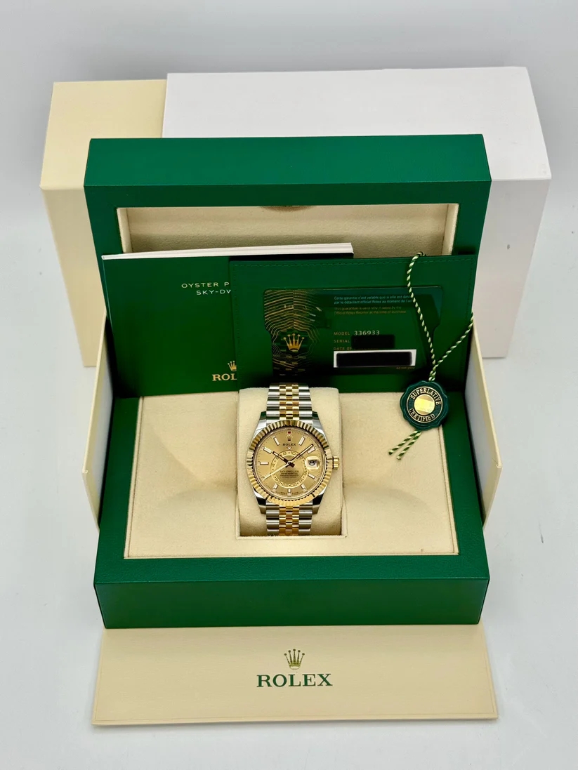 RLX  Sky-Dweller 42mm 336933-0001/0002 Two-Tone Yellow Gold Champagne Dial Oyster