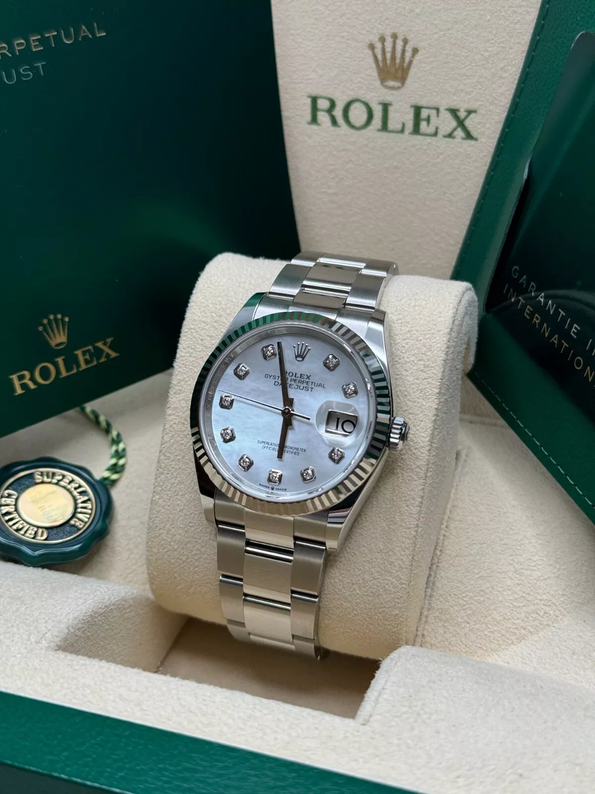 RLX  Datejust 36mm 126234 Mother of Pearl Diamond Dial Oyster Stainless Steel