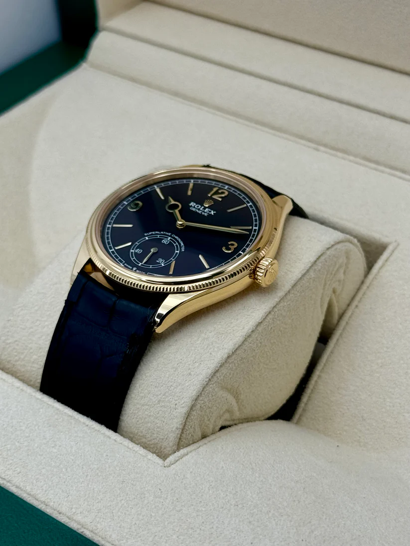 Rolex 1908 Yellow Gold Black Dial Black Alligator Strap - 52508-0002