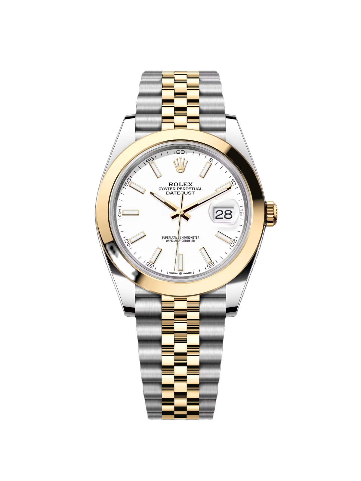 RLX Datejust 41mm 126303 White Index Oyster Steel and Yellow Gold Mens Watch